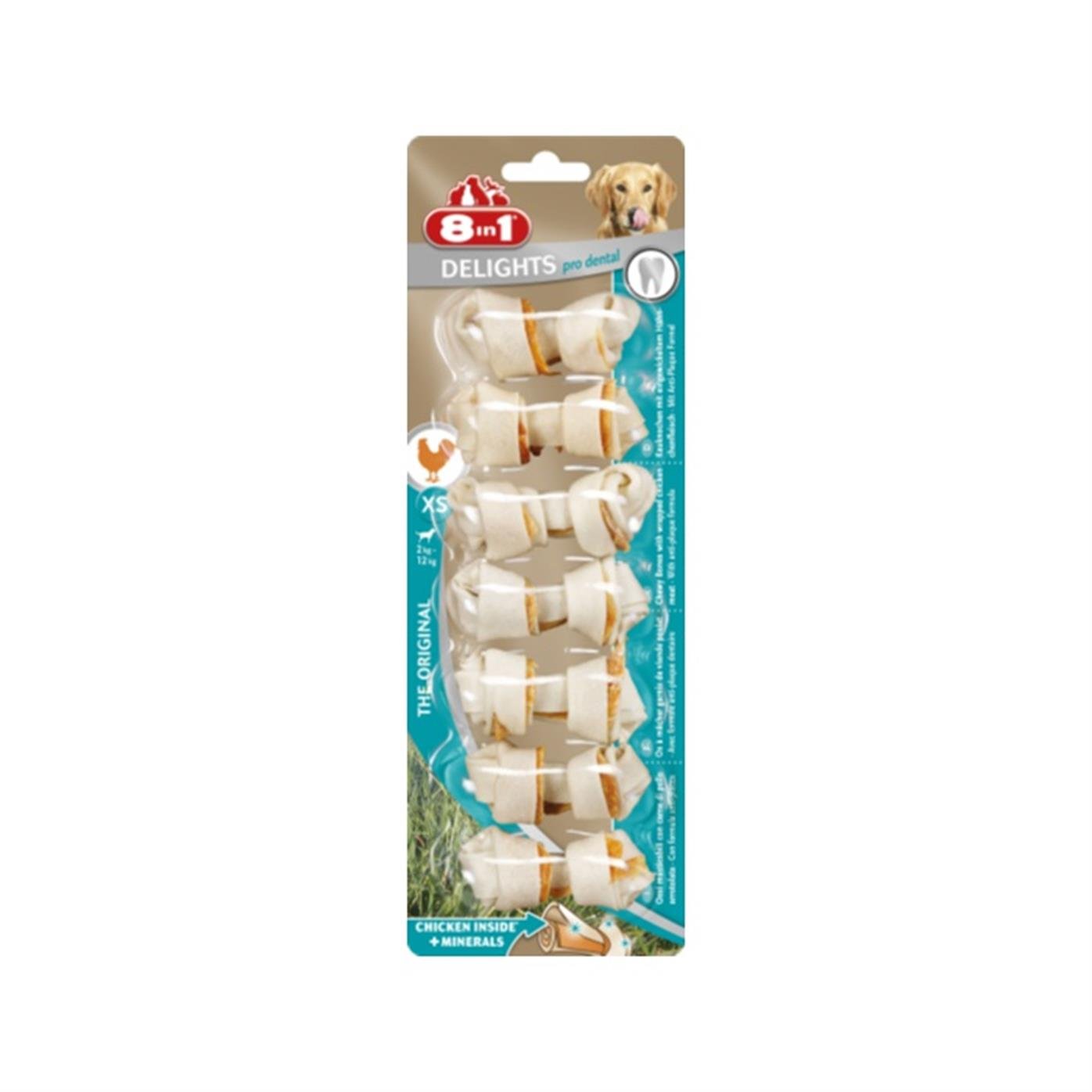 8İn1 Delights Pro Dental Xs Tavuk Etli Düğümlü Köpek Kemiği