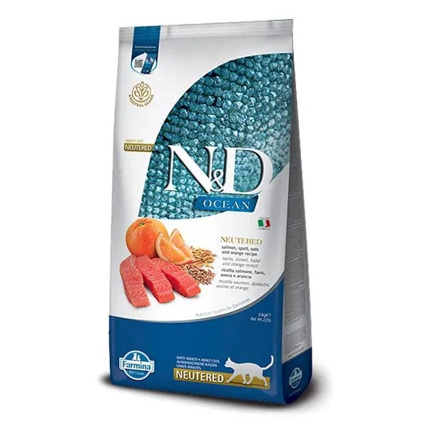 N&D Ocean Somonlu Ve Portakallı Düşük Tahıllı Kısırlaştırılmış Kedi Maması 10Kg