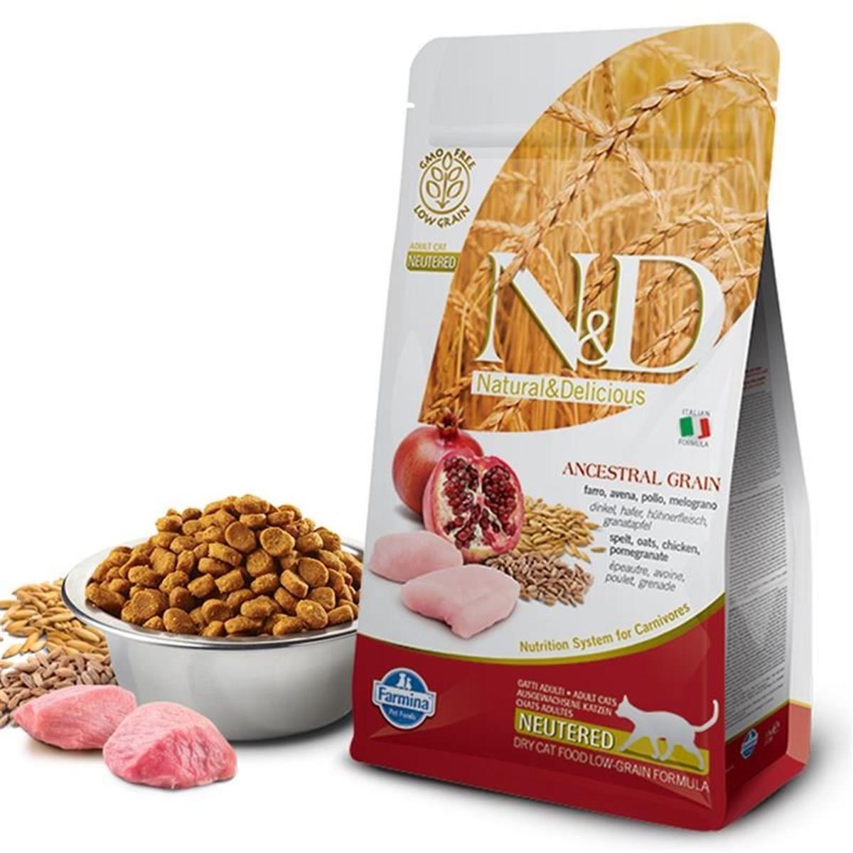 N&D Ancestral Grain Neutered Tavuklu Narlı Az Tahıllı Kısır Kedi Maması 10Kg