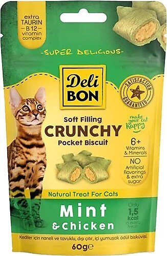 Delibon Chrunchy İçi Dolgulu Ödül Bisküvisi Tavuk&Naneli 60 Gr