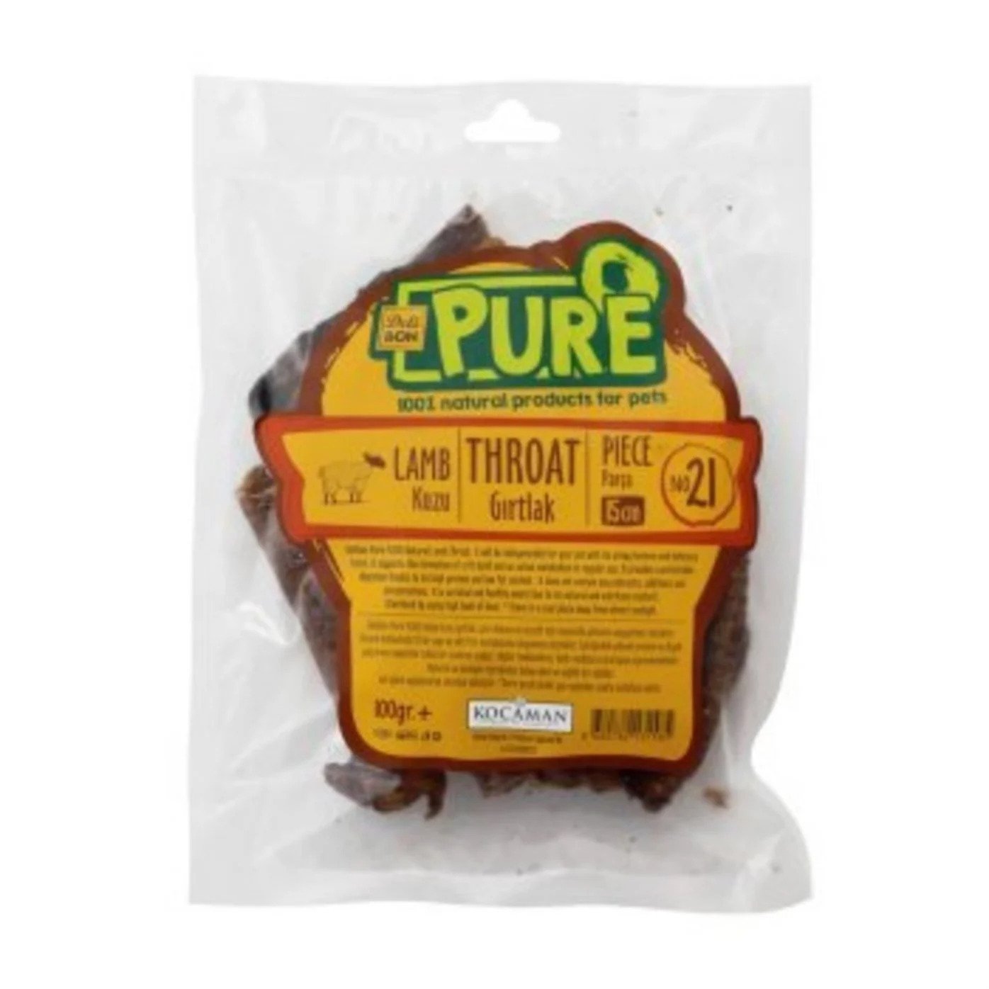 Delibon Pure Kuzu Kurutulmuş - Gırtlak 100Gr Köpek Ödülü