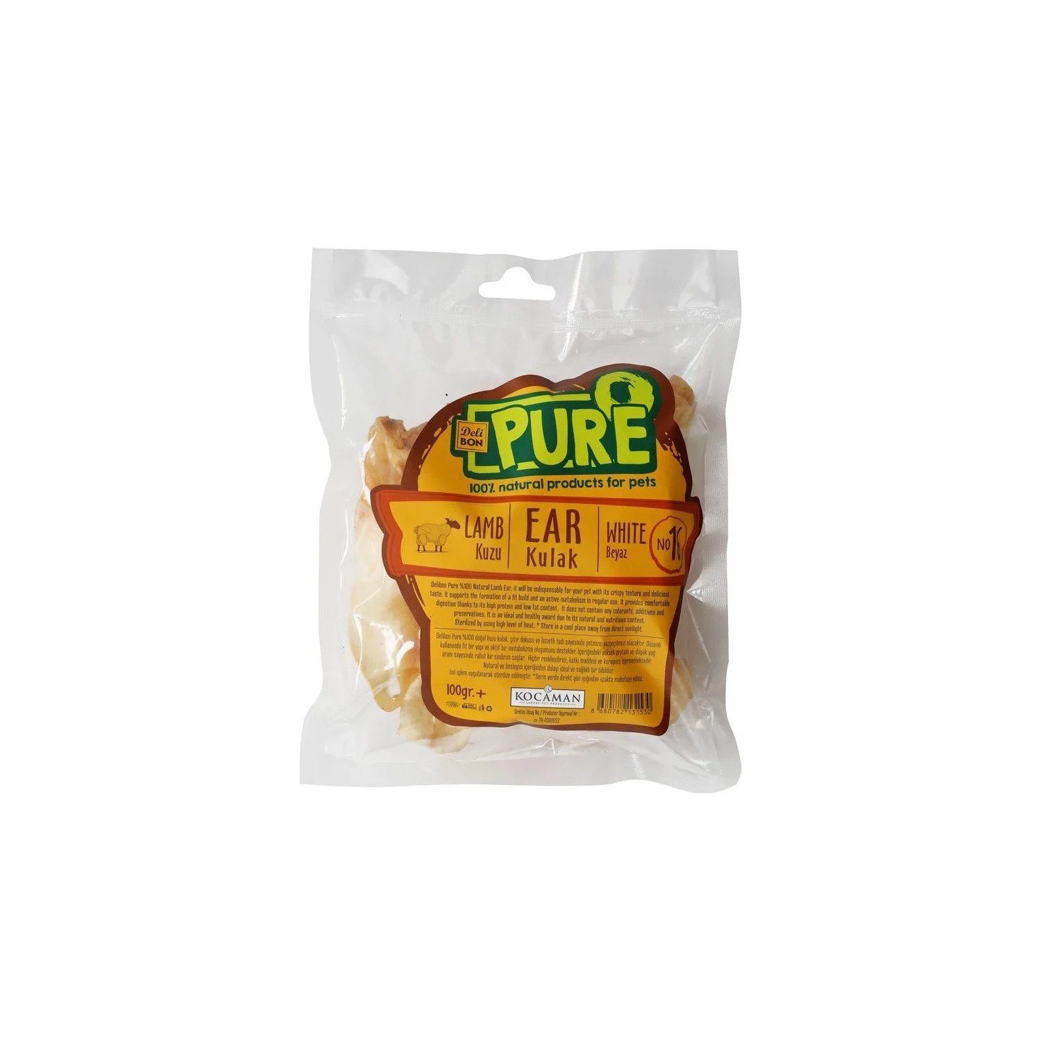DELİBON PURE KUZU KURUTULMUŞ KULAK 100GR KÖPEK ÖDÜLÜ