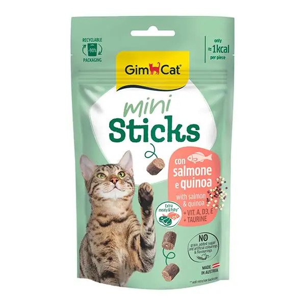 Gimcat Mini Sticks Somonlu ve Kinoalı Kedi Ödül Maması 50gr