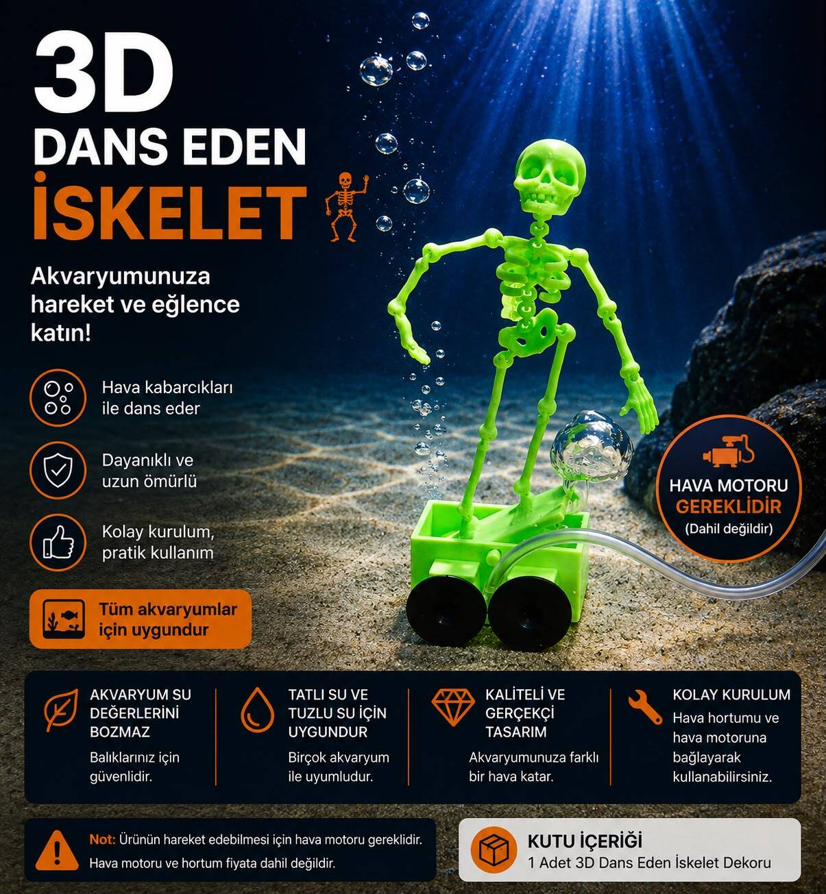3D Dans Eden İskelet Neon Yeşil
