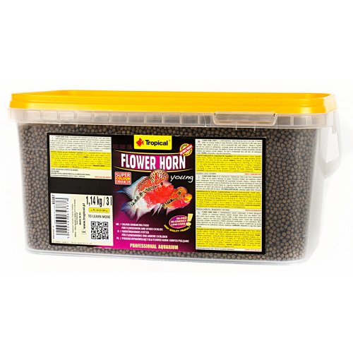TROPİCAL FLOWER HORN YOUNG PELLET 3LT/1,14KG KOVA BALIK YEMİ