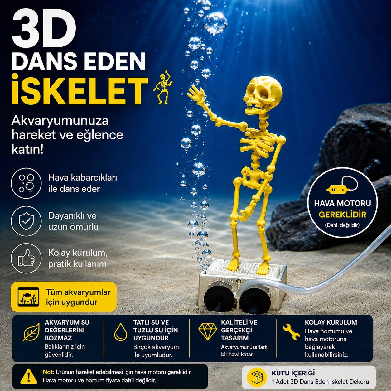3D Dans Eden İskelet Sarı