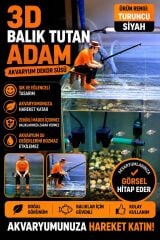 3D Balık Tutan Adam Figür Turuncu Siyah