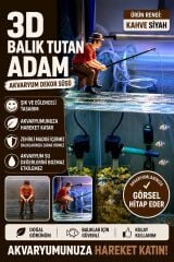 3D Balık Tutan Adam Figür Kahverengi Siyah