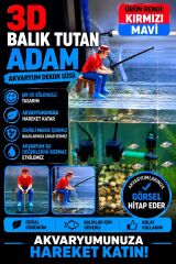 3D Balık Tutan Adam Figür Kırmızı Mavi