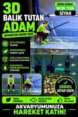3D Balık Tutan Adam Figür Neon Yeşil Siyah