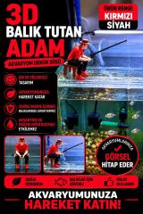 3D Balık Tutan Adam Figür Kırmızı Siyah