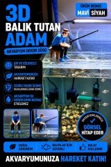 3D Balık Tutan Adam Figür Mavi Siyah
